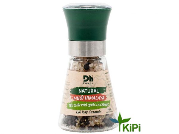 Muối Himalaya, tiêu chín Phú Quốc, Lá chanh, nắp cối xay Ceramic